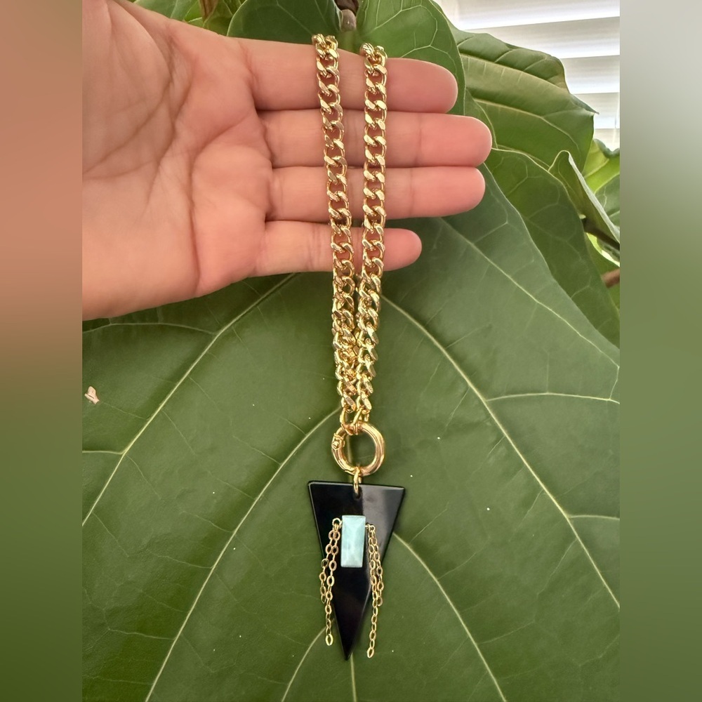 Ónix and Larimar Necklace 18”